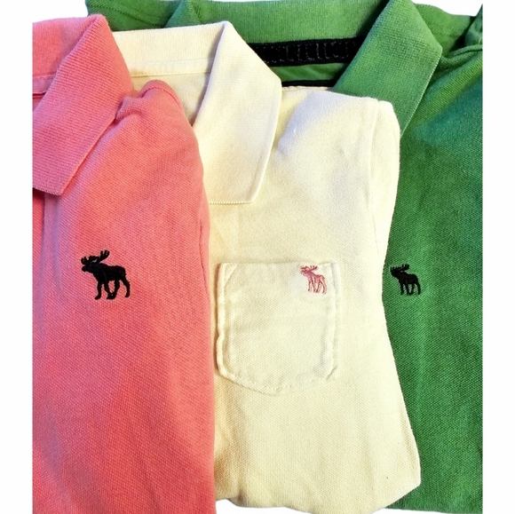 Abercrombie & Fitch kids polo tops shirts lot small pink green white stretch - Picture 2 of 9